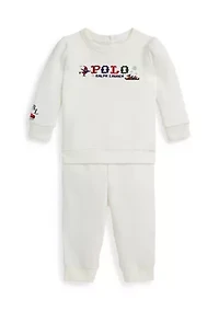 Baby Girls Logo Fleece Sweatshirt & Pant Set