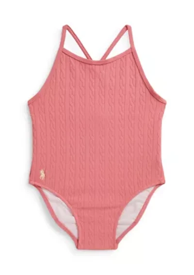 Baby Girls Mini-Cable Jacquard One-Piece Swimsuit