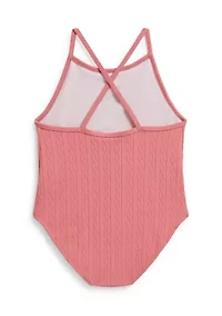 Baby Girls Mini-Cable Jacquard One-Piece Swimsuit