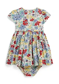 Baby Girls Floral Cotton Poplin Dress & Bloomer
