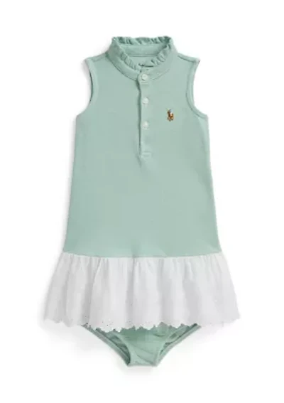 Baby Girls Eyelet Cotton Mesh Dress & Bloomer