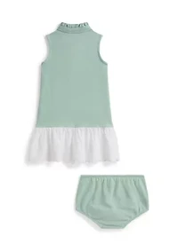 Baby Girls Eyelet Cotton Mesh Dress & Bloomer