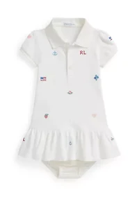 Baby Girls Embroidered Cotton Polo Dress & Bloomer