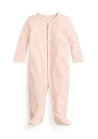 Baby Girls Strawberry-Print Cotton Footed Coverall