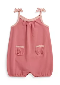 Baby Girls Gingham Stretch Mesh Bubble Shortall
