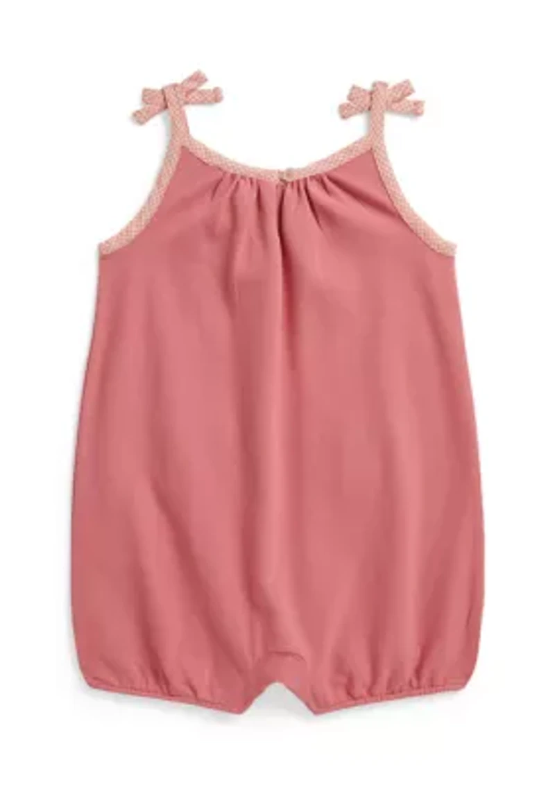 Baby Girls Gingham Stretch Mesh Bubble Shortall