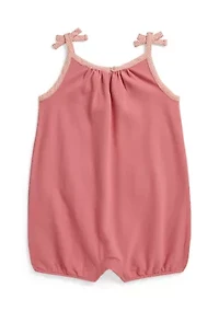 Baby Girls Gingham Stretch Mesh Bubble Shortall