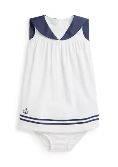 Baby Girls Cotton Interlock Sailor Dress & Bloomer