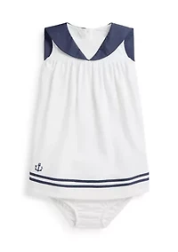 Baby Girls Cotton Interlock Sailor Dress & Bloomer