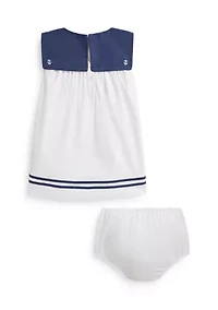 Baby Girls Cotton Interlock Sailor Dress & Bloomer