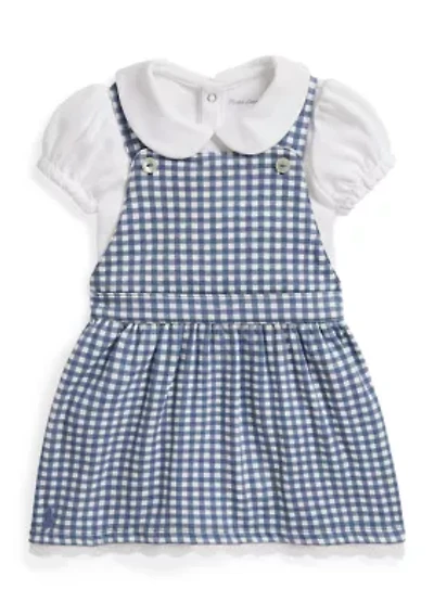 Baby Girls Cotton Bodysuit & Gingham Dress