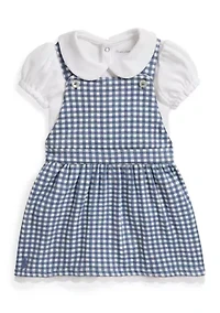 Baby Girls Cotton Bodysuit & Gingham Dress