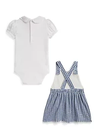 Baby Girls Cotton Bodysuit & Gingham Dress