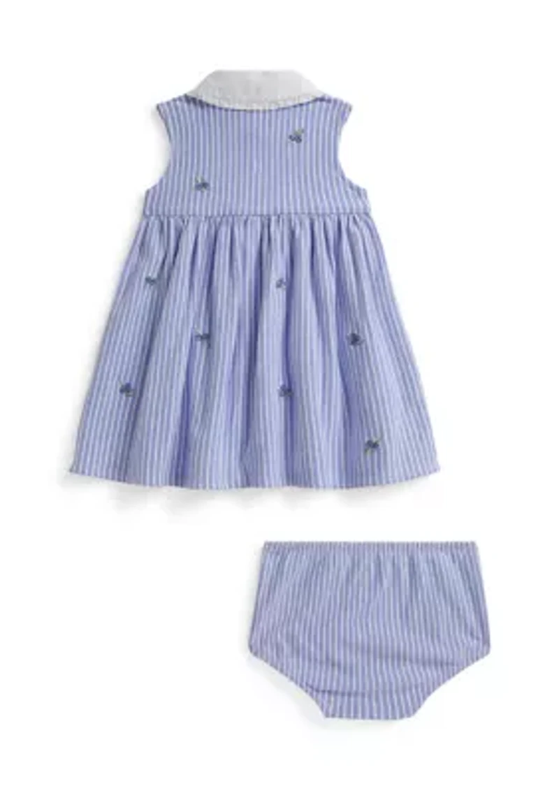 Baby Girls Blueberry Cotton Mesh Dress and Bloomer