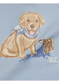 Baby Girls Dog-Print Cotton T-Shirt & Gingham Bloomer