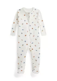 Baby Girls Polo Bear Cotton Footed Coverall