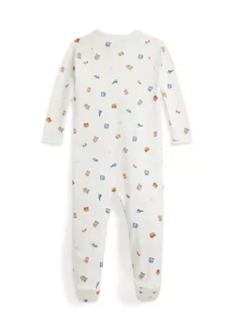 Baby Girls Polo Bear Cotton Footed Coverall