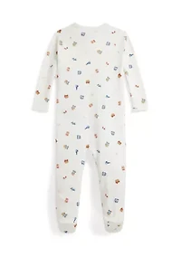 Baby Girls Polo Bear Cotton Footed Coverall
