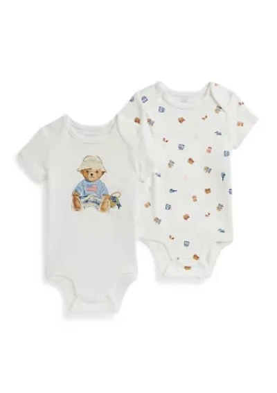 Baby Girls Polo Bear Cotton Bodysuit 2-Pack