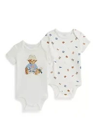 Baby Girls Polo Bear Cotton Bodysuit 2-Pack