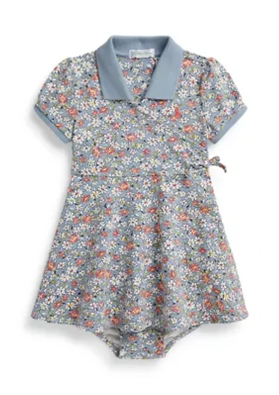 Baby Girls Floral Mesh Faux-Wrap Dress & Bloomer