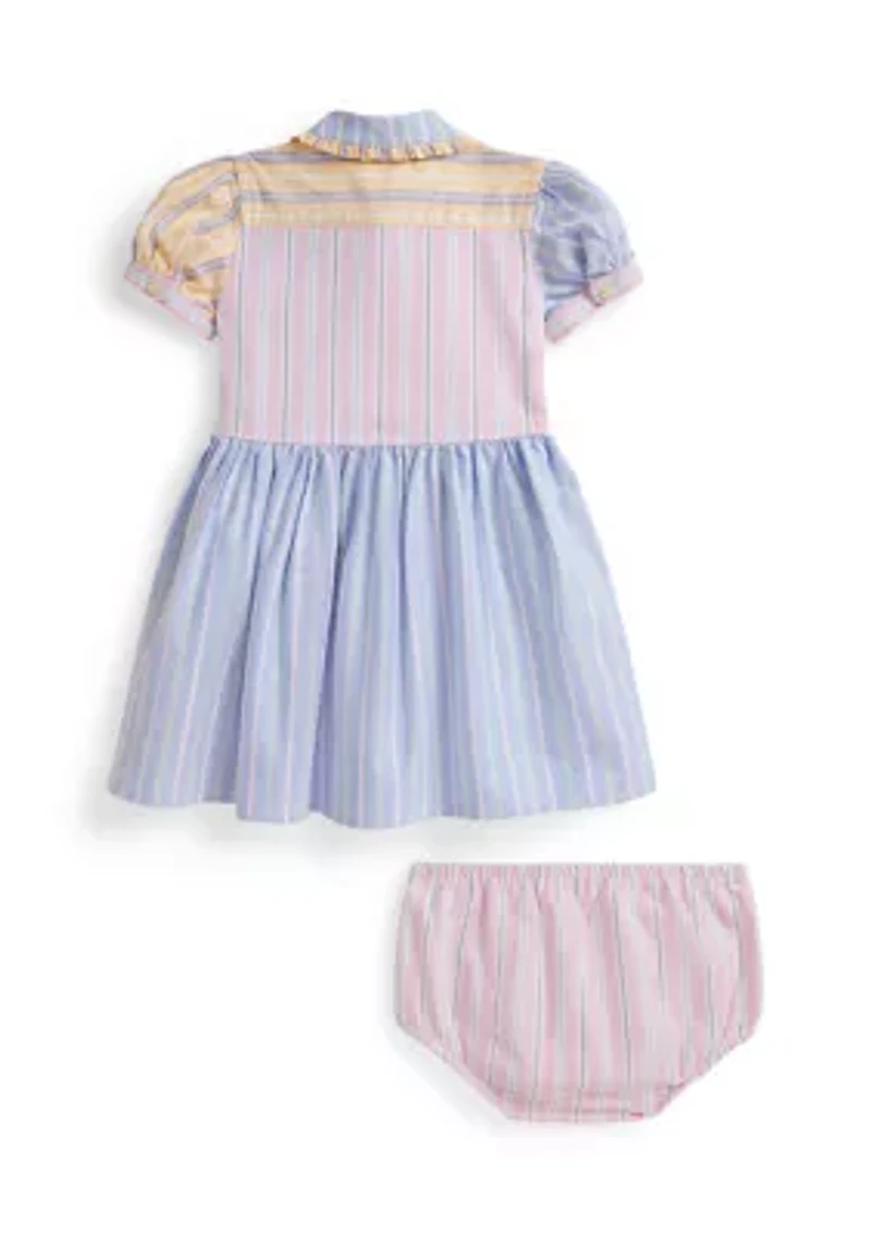 Baby Girls Striped Cotton Fun Shirtdress & Bloomer