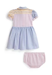 Baby Girls Striped Cotton Fun Shirtdress & Bloomer