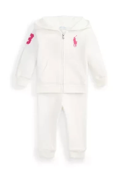 Baby Girls Big Pony Fleece Zip Hoodie & Pant Set