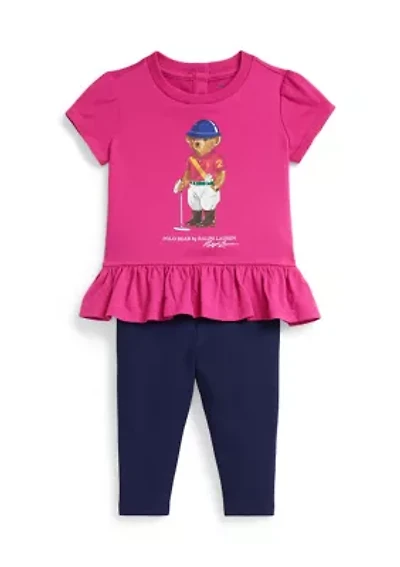 Baby Girls Polo Bear Cotton T-Shirt & Legging Set