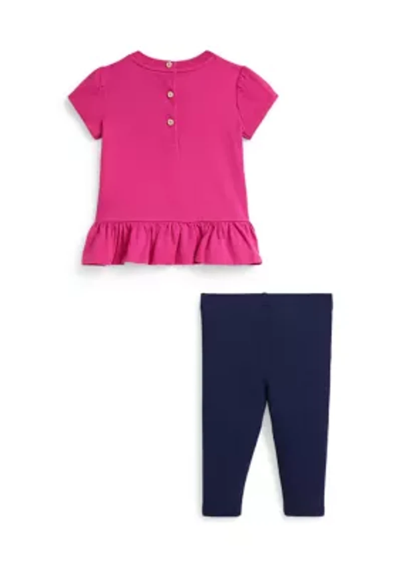 Baby Girls Polo Bear Cotton T-Shirt & Legging Set