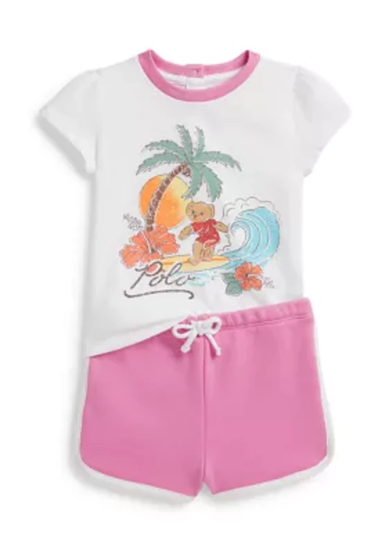 Baby Girls Polo Bear Jersey T-Shirt & Terry Shorts