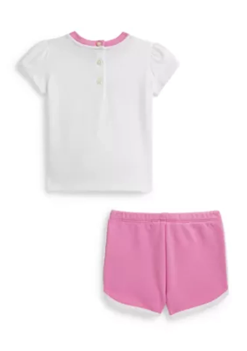 Baby Girls Polo Bear Jersey T-Shirt & Terry Shorts