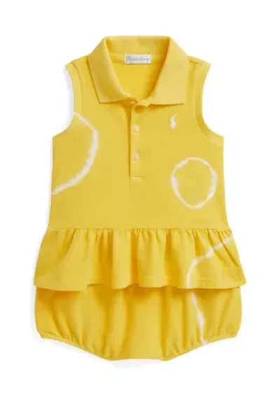 Baby Girls Tie-Dye Mesh Polo Shirt & Bloomer