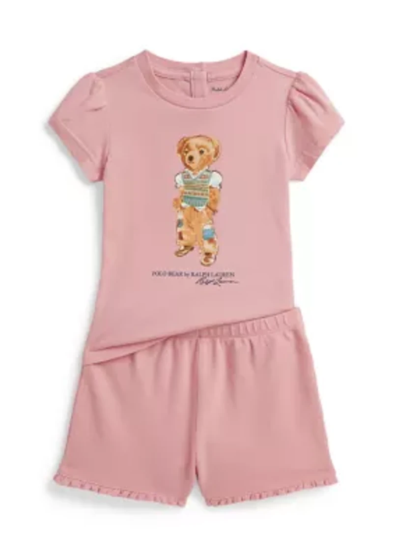 Baby Girls Polo Bear Jersey Shirt & Mesh Short