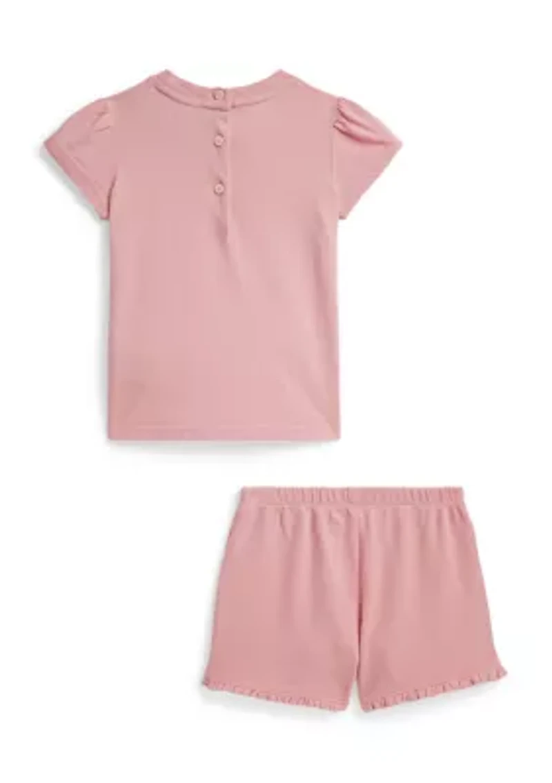 Baby Girls Polo Bear Jersey Shirt & Mesh Short