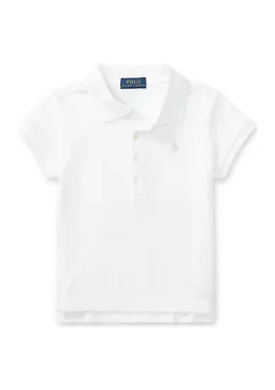 Girls 2-6x Stretch Cotton Mesh Polo Shirt