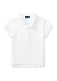 Girls 2-6x Stretch Cotton Mesh Polo Shirt