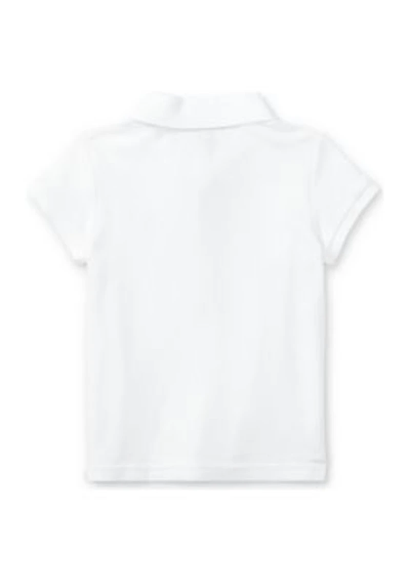 Girls 2-6x Stretch Cotton Mesh Polo Shirt