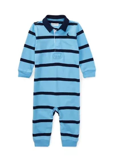 Baby Boys Striped Cotton Rugby Coveralls
