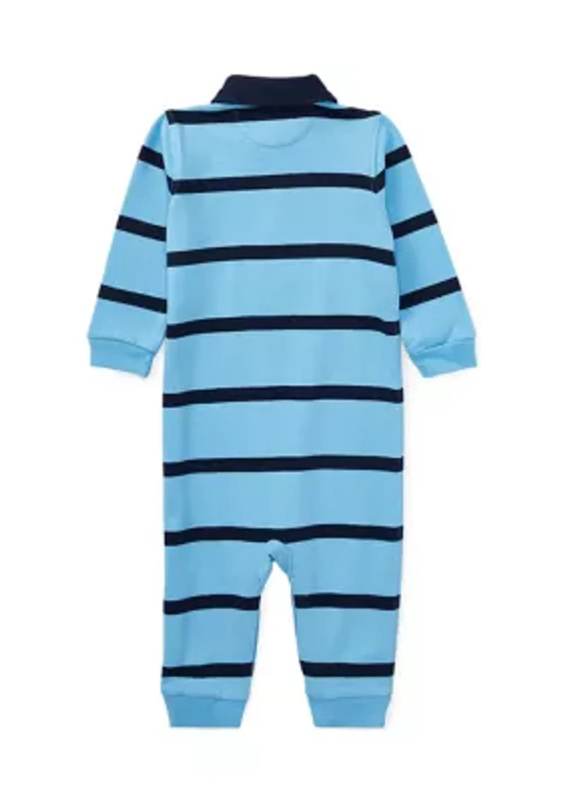 Baby Boys Striped Cotton Rugby Coveralls