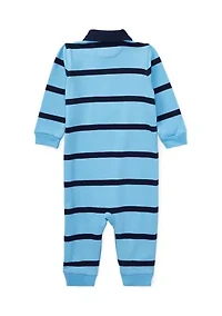 Baby Boys Striped Cotton Rugby Coveralls