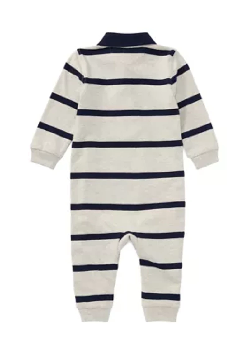 Baby Boys Striped Cotton Rugby Coveralls