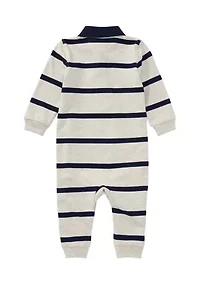 Baby Boys Striped Cotton Rugby Coveralls