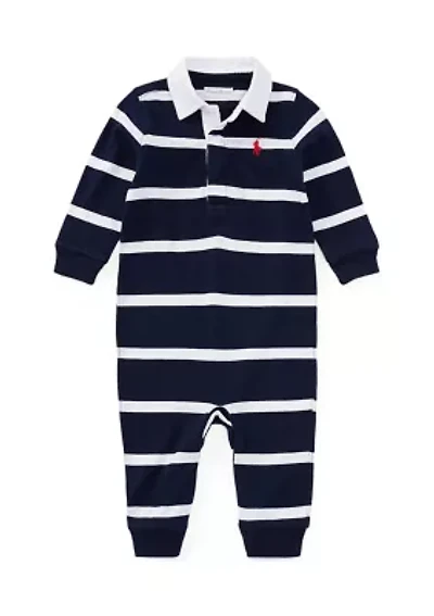 Baby Boys Striped Cotton Rugby Coveralls