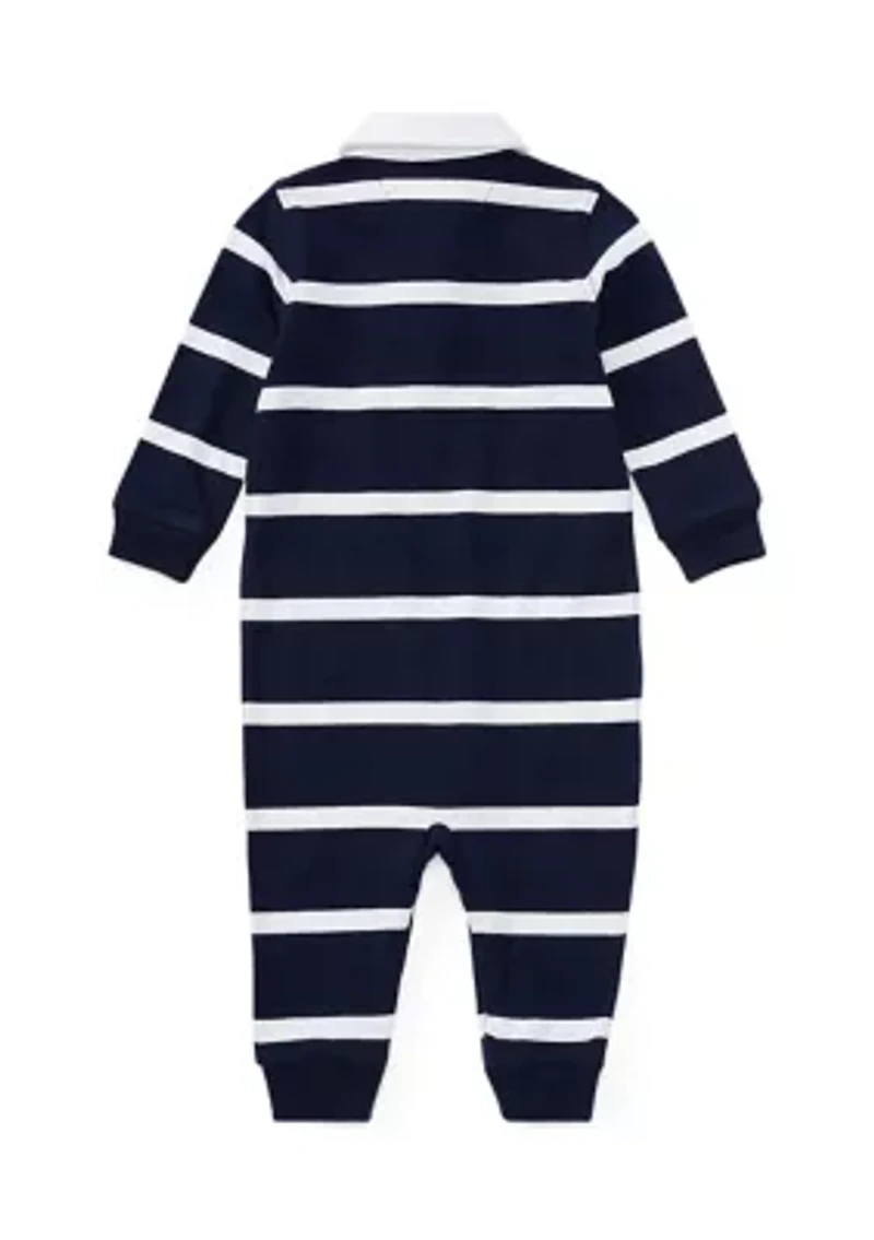 Baby Boys Striped Cotton Rugby Coveralls