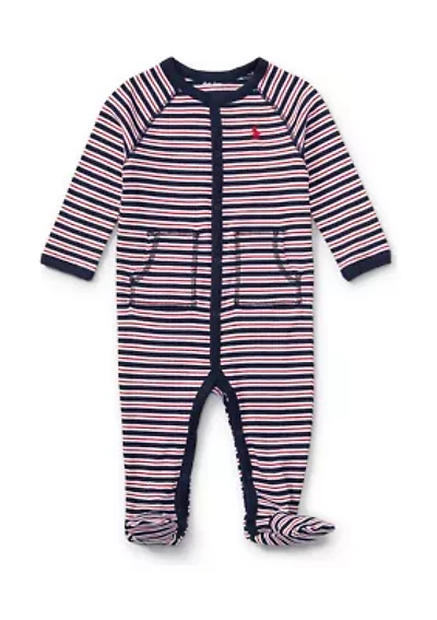 Baby Boys Striped Cotton Coveralls