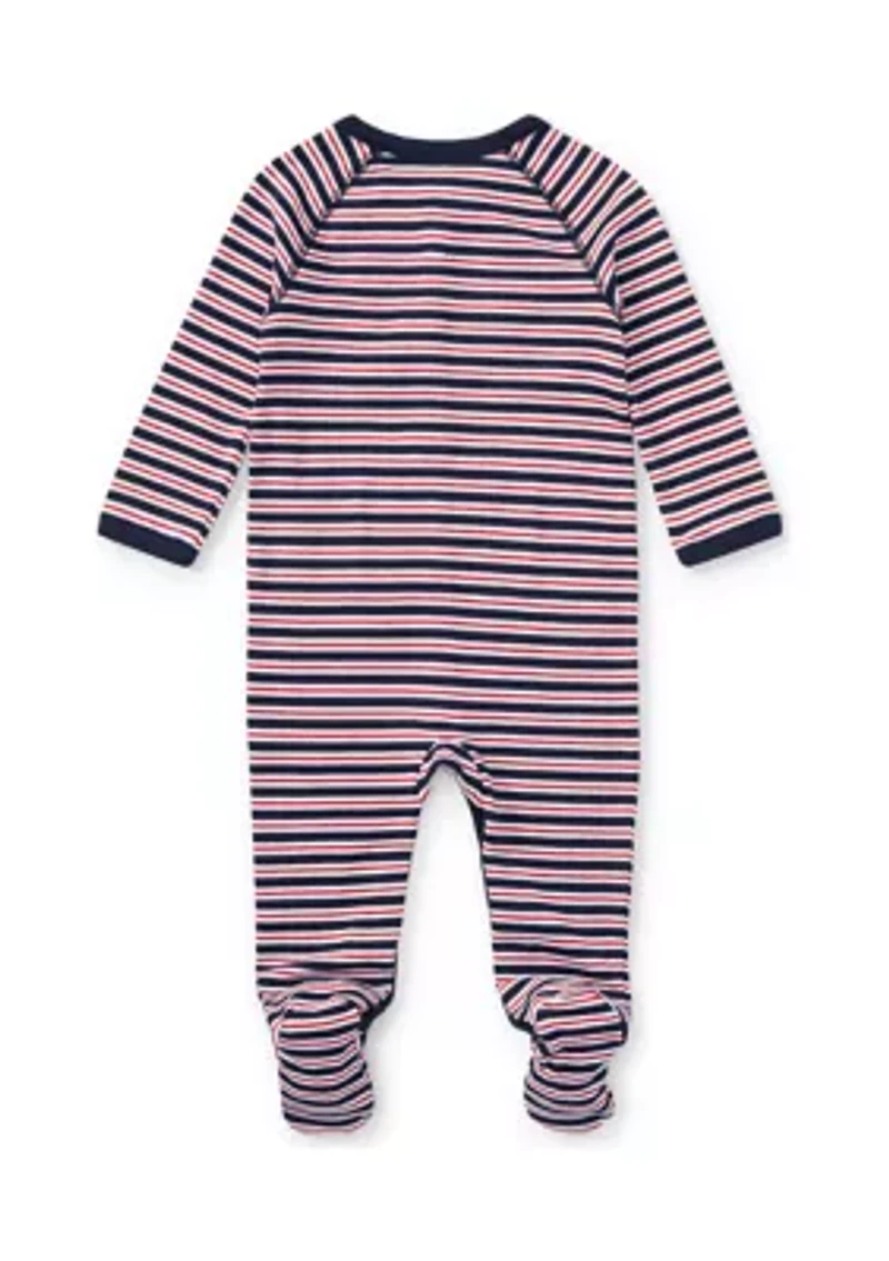 Baby Boys Striped Cotton Coveralls
