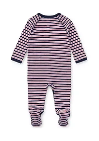 Baby Boys Striped Cotton Coveralls