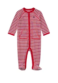 Baby Boys Striped Cotton Coveralls