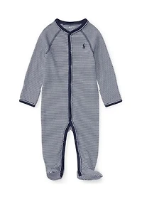 Baby Boys Striped Cotton Jersey Coverall